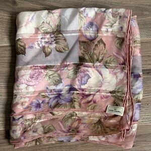 Mila Schon Vintage 100% Silk Floral Scarf Cottagecore Feminine Dainty